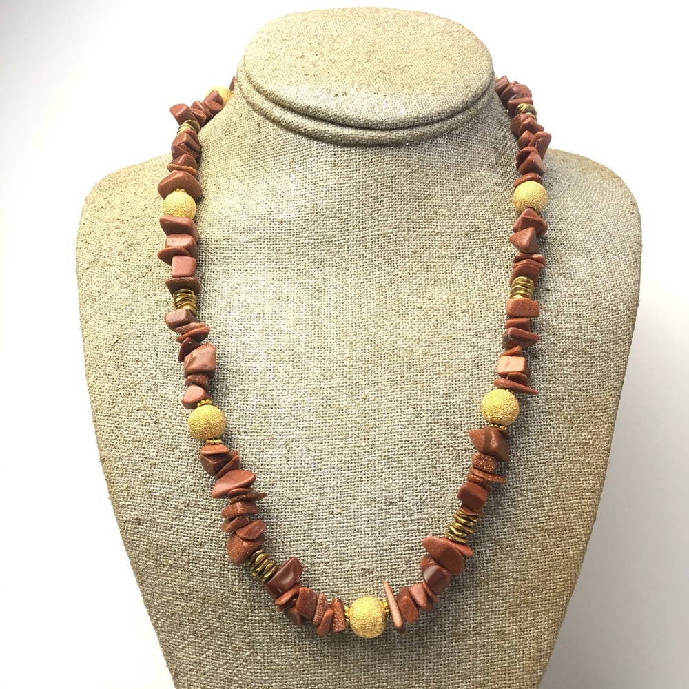 Gold Stoned Bead Necklace